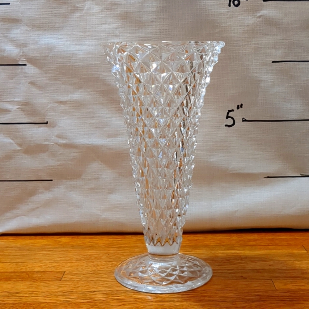 Princess House Crystal Diamond Cut Vase Vintage